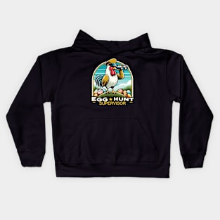 Egg Hunt Supervisor Rooster Watchful Eye Design Kids Hoodie